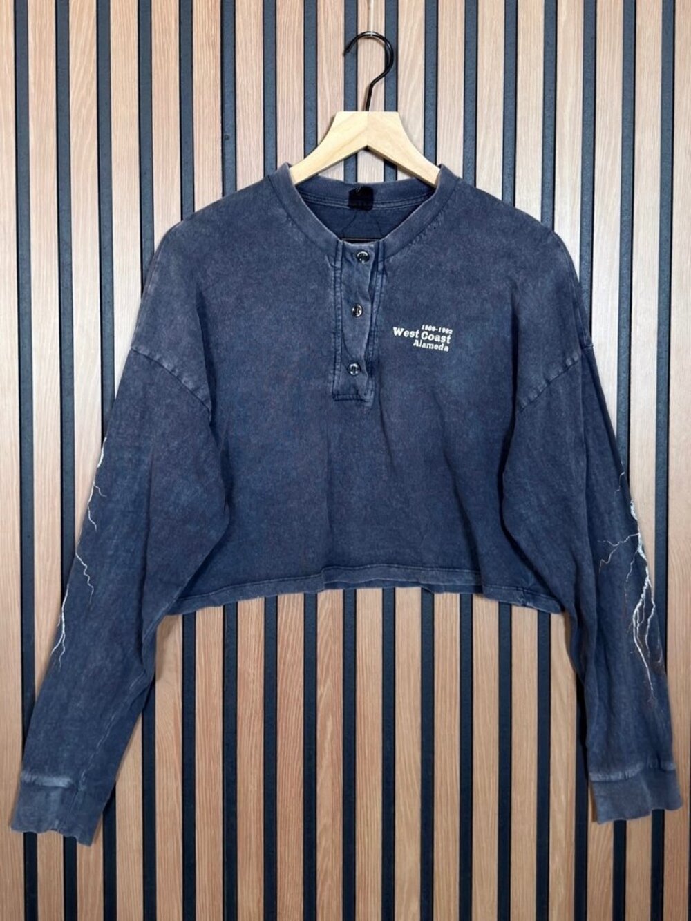 Urban Outfitters Shirt Small Womens Gray Henley Biker Cropped West Coast Alameda
